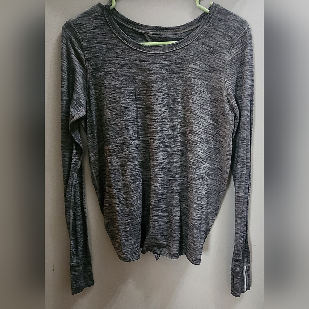 Lululemon Long Sleeve Open Back Top In Heathered Gray